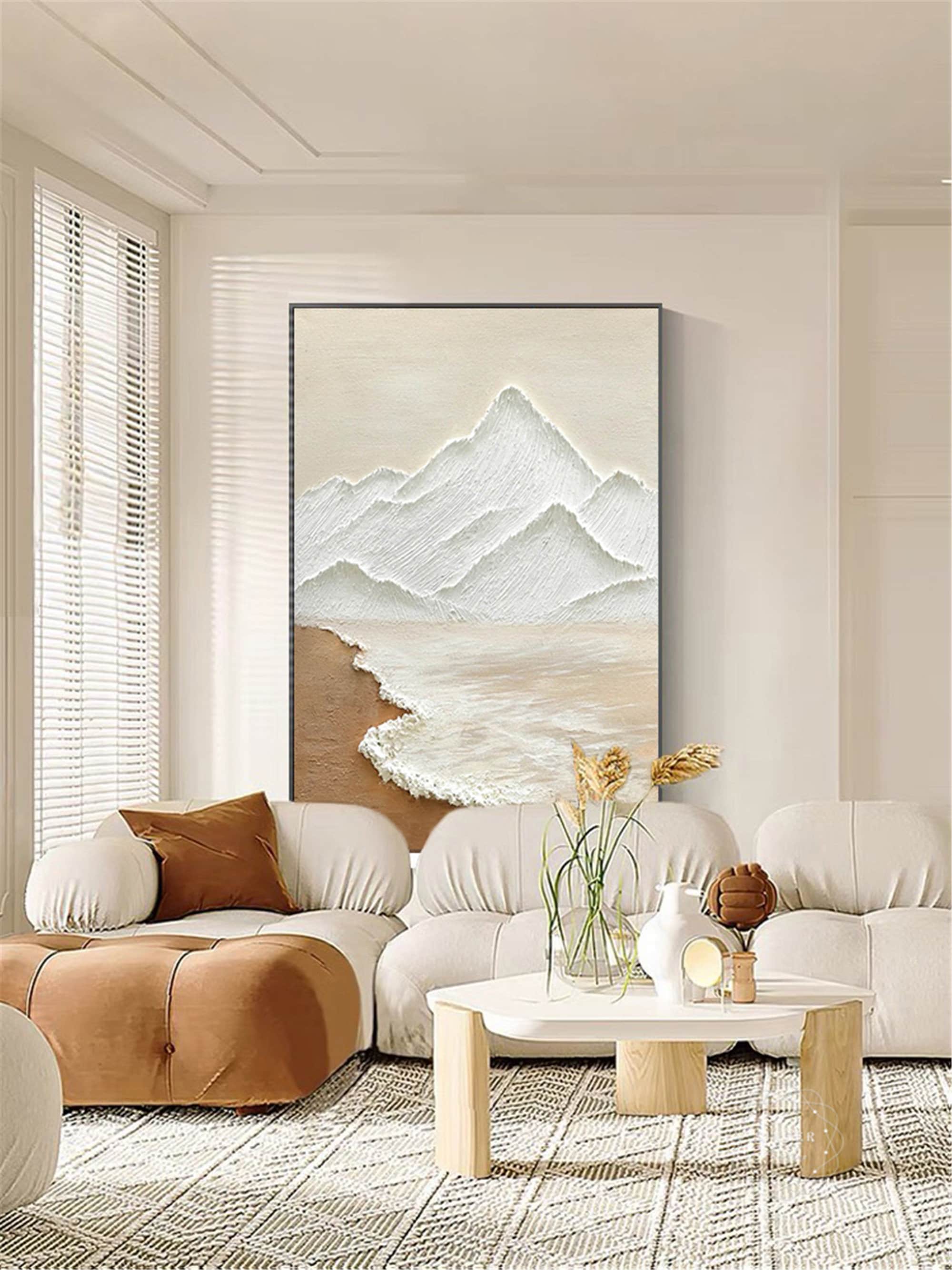 3DTextured Original abstract painting on canvas Large Ocean Wall Art Beach Painting personalized gift Earth Tone Wave wall Decor Living Room