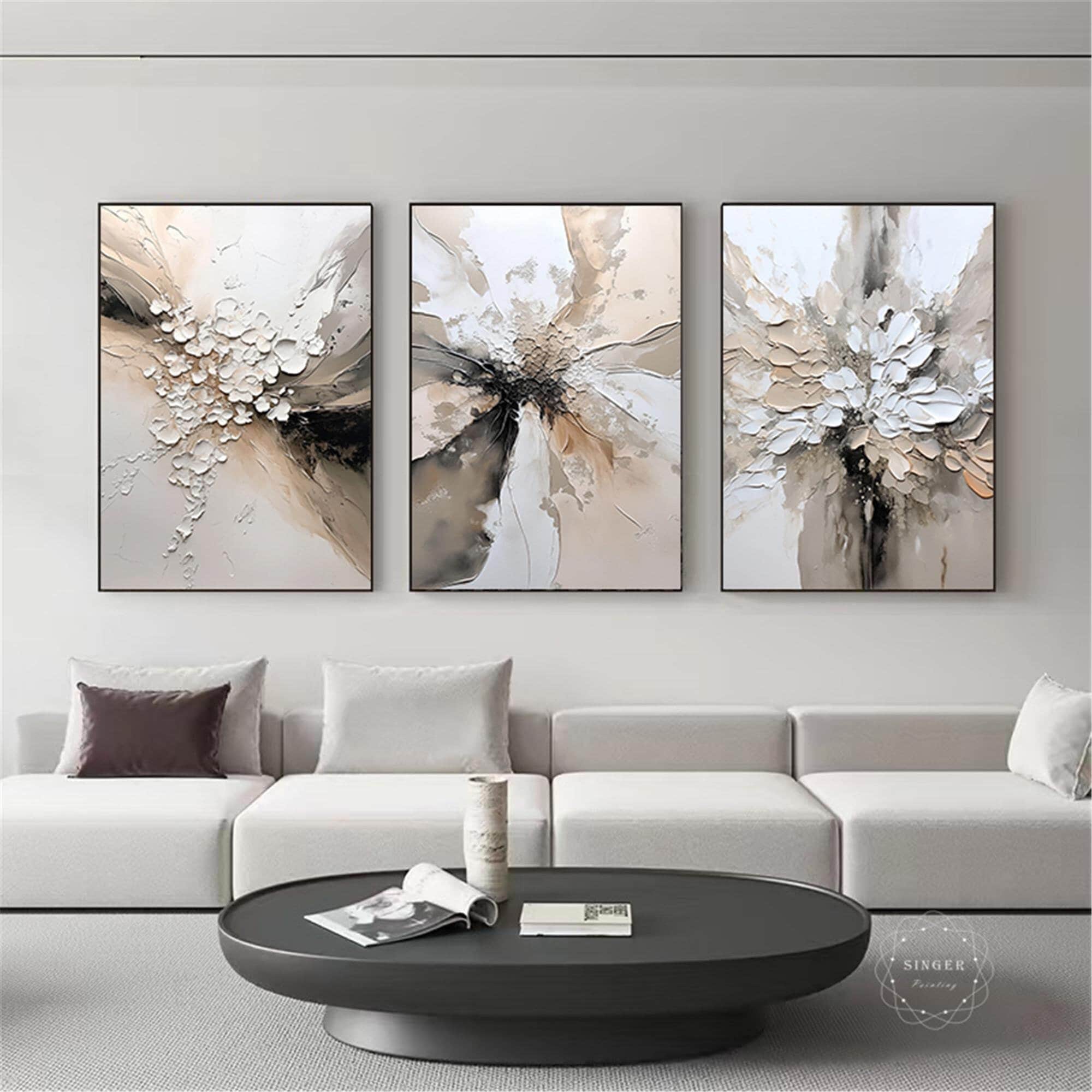 Large Textured Pink Abstract Canvas Art for Modern Living Room Decor