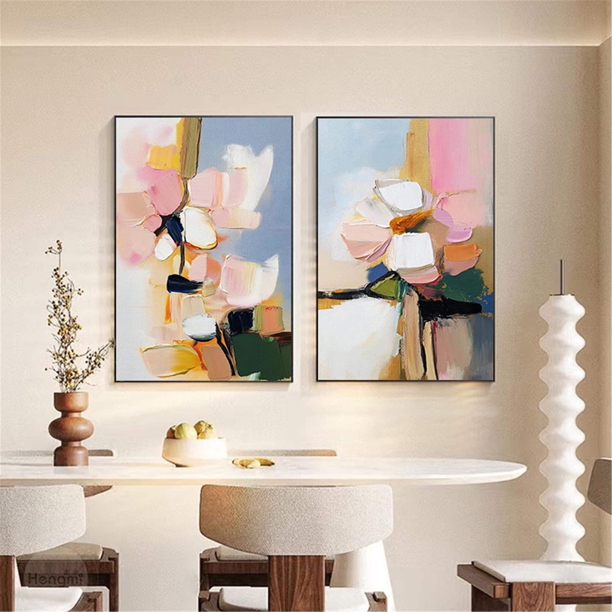 Large Modern Pink Abstract Texture Art for Living Room Wall Decor