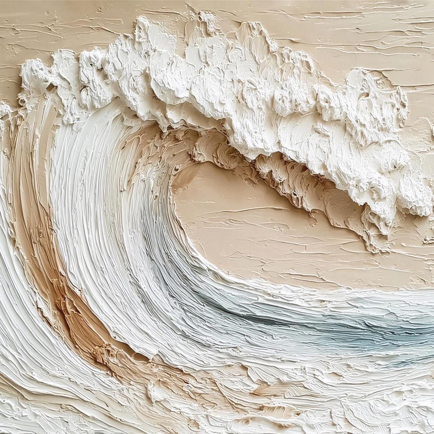 3DTextured Ocean Wall Art Original abstract painting on canvas Large Beach Painting personalized gift Earth Tone Wave wall Decor Living Room