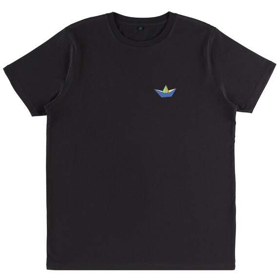 Origami Boat T-shirt - Embroidered Organic Cotton T-shirt - Etsy