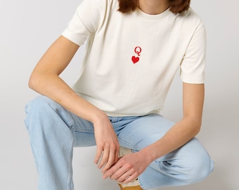 Camiseta Reina de Corazones - Camiseta de algodón orgánico bordada