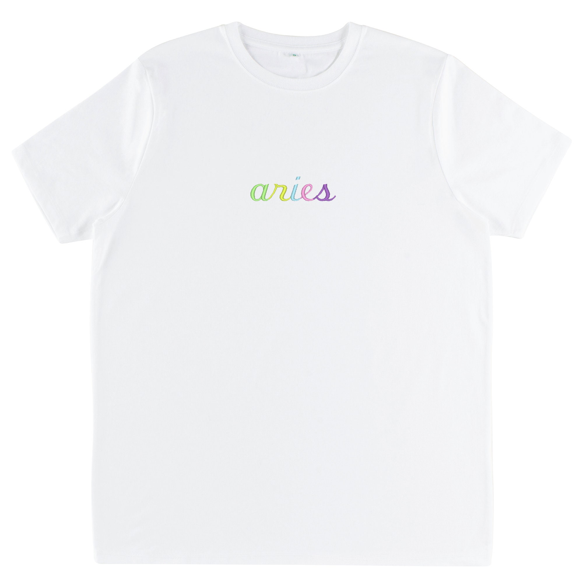 ★ARIES★ United Colors Embroidered Short Sleeve T-Shirt Whi Aries Top United Colours of Aries Embroidered T-Shirt