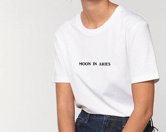T-shirt van biologisch katoen met maan in ram | T-shirt astrologie | Shirt met sterrenbeeld