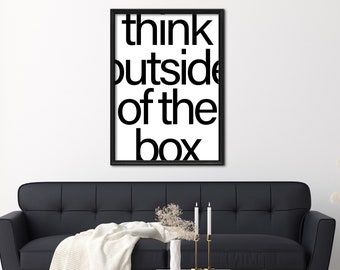Think Outside Of The Box Printable Art - Motivational Quote Art - Girl Boss Office Art - Inspirational Wall Decor for Women Home Office Art