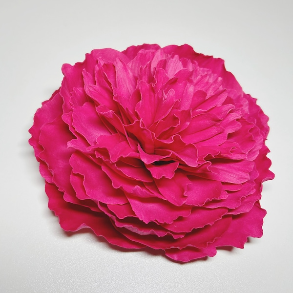 Peony brooch Large flower brooch Pink peony flower gift for her Handmade peony hair clip Hot pink peony hair pin  Real touch flower brooch