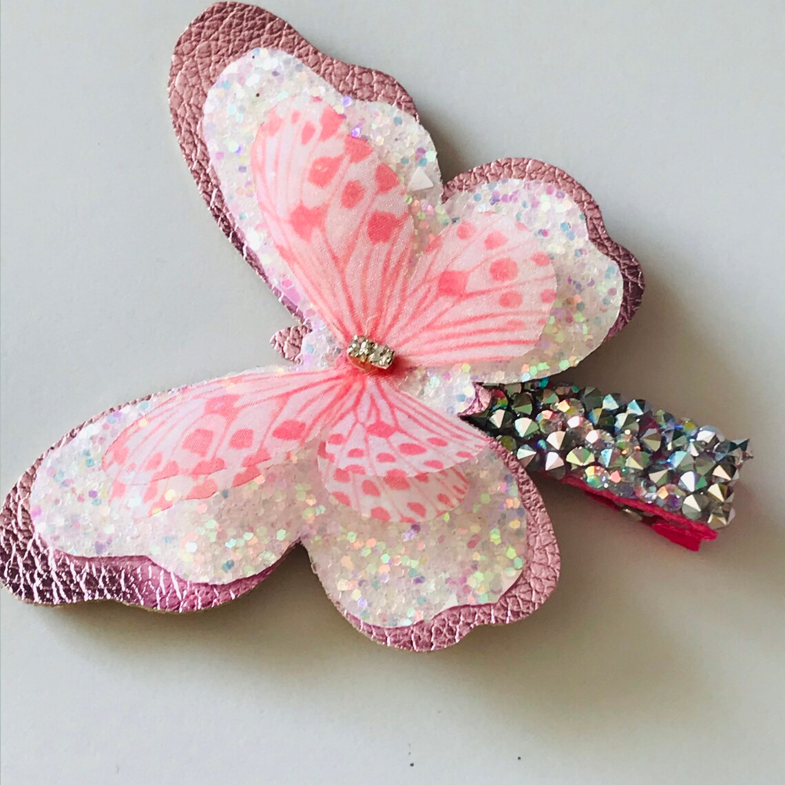 Butterfly hair clip Pink butterfly Barrette Monarch hair pin Etsy