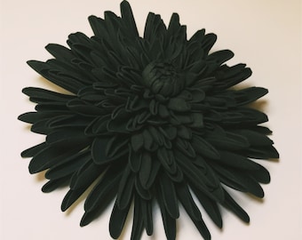 Grande broche fleurie Broche chrysanthème noire Grande broche fleurie Barrette à cheveux chrysanthème noire Broche fleur en soie Broche fleur en tissu