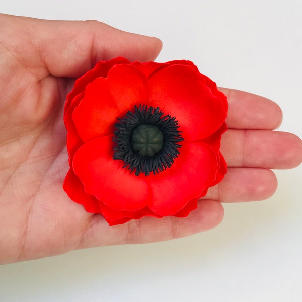 Red poppy brooch Red poppy hair clip Ukrainian flower brooch Wildflower brooch Red poppy pin Orange Californian poppies Purple poppy brooch