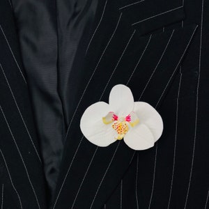 Orchid brooch White orchid pin White flower hair clip White orchid hair clip White flower hair pin Real touch flower brooch