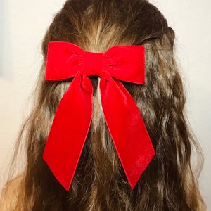 Rot Samt Haarschleife Burgund Samt Haarschleife Samt Long Tail Bow Weiß Samt Haarspange Langer Bogen Haarclip Schwarz Bogen Burgund Haarclip