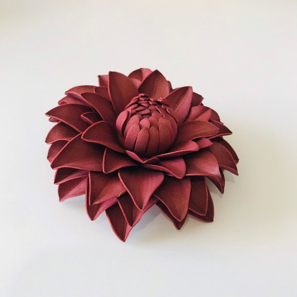 Pince à cheveux dahlia bordeaux Broche fleur bordeaux Barrette dahlia Grande fleur broche Épingle à cheveux bordeaux Real touch fleur e cravate Fleur réaliste