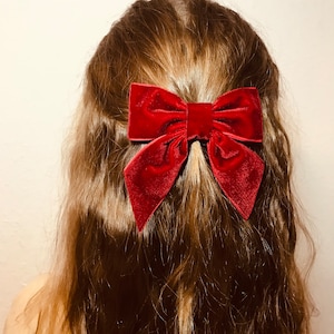 Red Christmas velvet bow Burgundy Velvet hair bow Green Christmas bows Velvet bow barrette Large velvet bows Set of bows Christmas bows