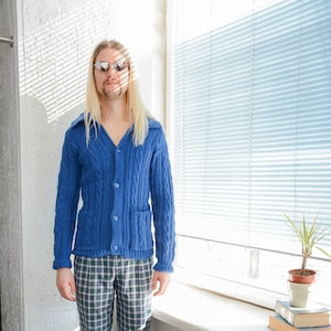 Vintage Blue Bohemian Wool Sailor Cardigan