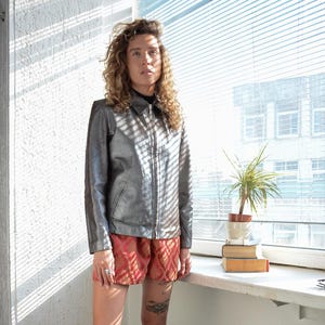 Vintage Y2K Thin Leather Metallic Jacket