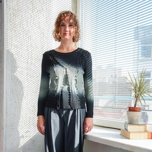 Vintage Grey Ombre Cardigan Style Top