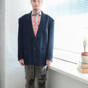 Vintage 80&#39;s Navy Wool Blazer