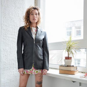 vintage GIANFRANCO FERRE Veste en jean en cuir souple