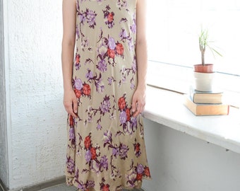 Vestido midi vintage con estampado de flores multicolor