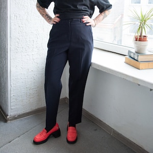 Vintage Marine Blau Woll Hose