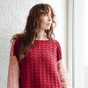 Suéter de crochet tejido a mano de mezcla de lana estilo bohemio vintage