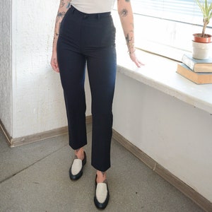 Vintage Marine Blaue Dünne Woll Hose