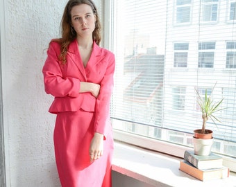 Vintage Hot Pink Skirt and Jacket Suit