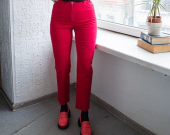 Vintage 80's Red Stretchy High Waisted Jeans