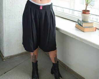 Vintage Schwarze Weite Shorts