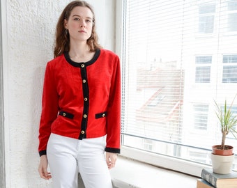 Veste vintage en velours rouge LAPIDUS