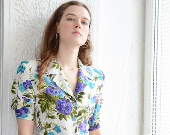 Vintage RISPOSTE Di LAURA BIAGIOTTI crop top met bloemenprint