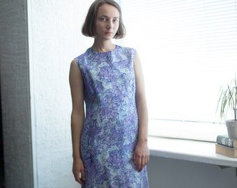 Vintage 90's Blue/Purple Abstract Print Midi Dress