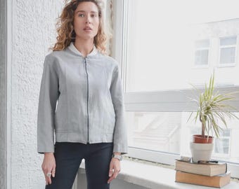 DRIES VAN NOTEN Grey Cotton Bomber Jacket