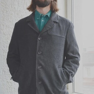 Vintage Grey Wool Cashmere Jacket Made in Italy, Classic Italian Tailored Coat, Soft Luxury Wool Blazer, Minimalist Grey Jacket, Size XL XXL