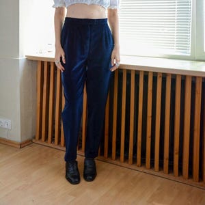 Vintage Marineblaue Samt Hose