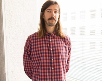 Vintage 80's Pink/Blue Checked Cotton Shirt