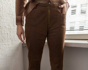 Vintage 80er Braune Lederhose