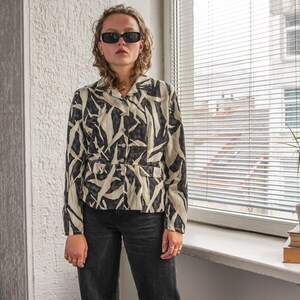 Vintage 80&#39;s Grey Patterned Thin Jacket