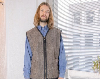 Vintage 80's Brown Textured Wool MISTRAL Vest Top