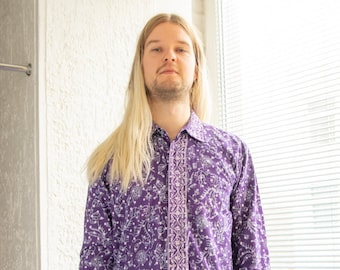 Vintage Rare 70's Purple Patterned Bohemian Shirt