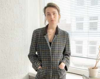 Vintage 70's Checked Wool Blazer