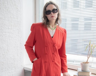 Vintage 80's Bright Red Double Breasted Blazer