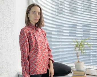 Vintage 70's Red Patterned Blouse