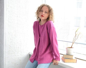 Vintage 80's Hot Pink Double Layer Cardigan