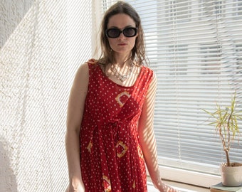 Vintage 80's Red Maxi Viscose Dress