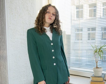 Vintage 80er Jahre Grüner Woll blazer
