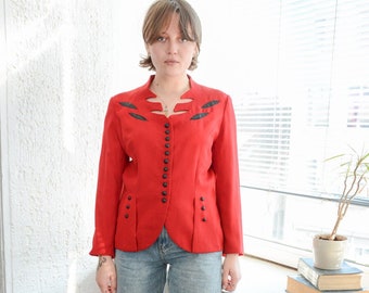 Vintage Authentic Red EXTENZO PARIS Wool Jacket