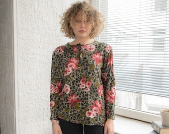 vintage 80's Flower/Animal Print Blouse