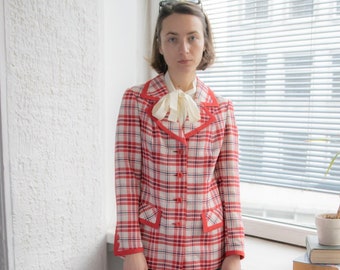 Vintage 70's Red Tartan KAUNOTAR Blazer