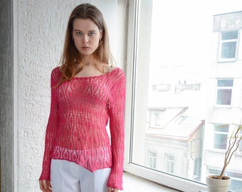 Vintage Hot Pink Crochet Top